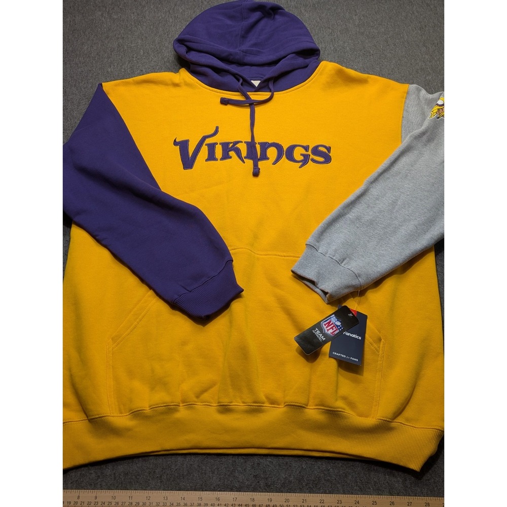 Fanatics NFL Minnesota Vikings Colorblock Hoodie Mens 3XL Gold Purple Grey NWT